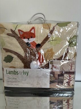 Lambs & Ivy Fox Tree 7-Piece Crib Bedding Set - Cream & Orange